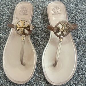 Tory Burch Miller Jelly Thong Sandals Rose Gold 9